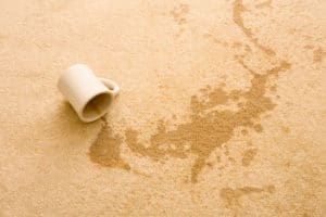 Spilled coffee on carpet